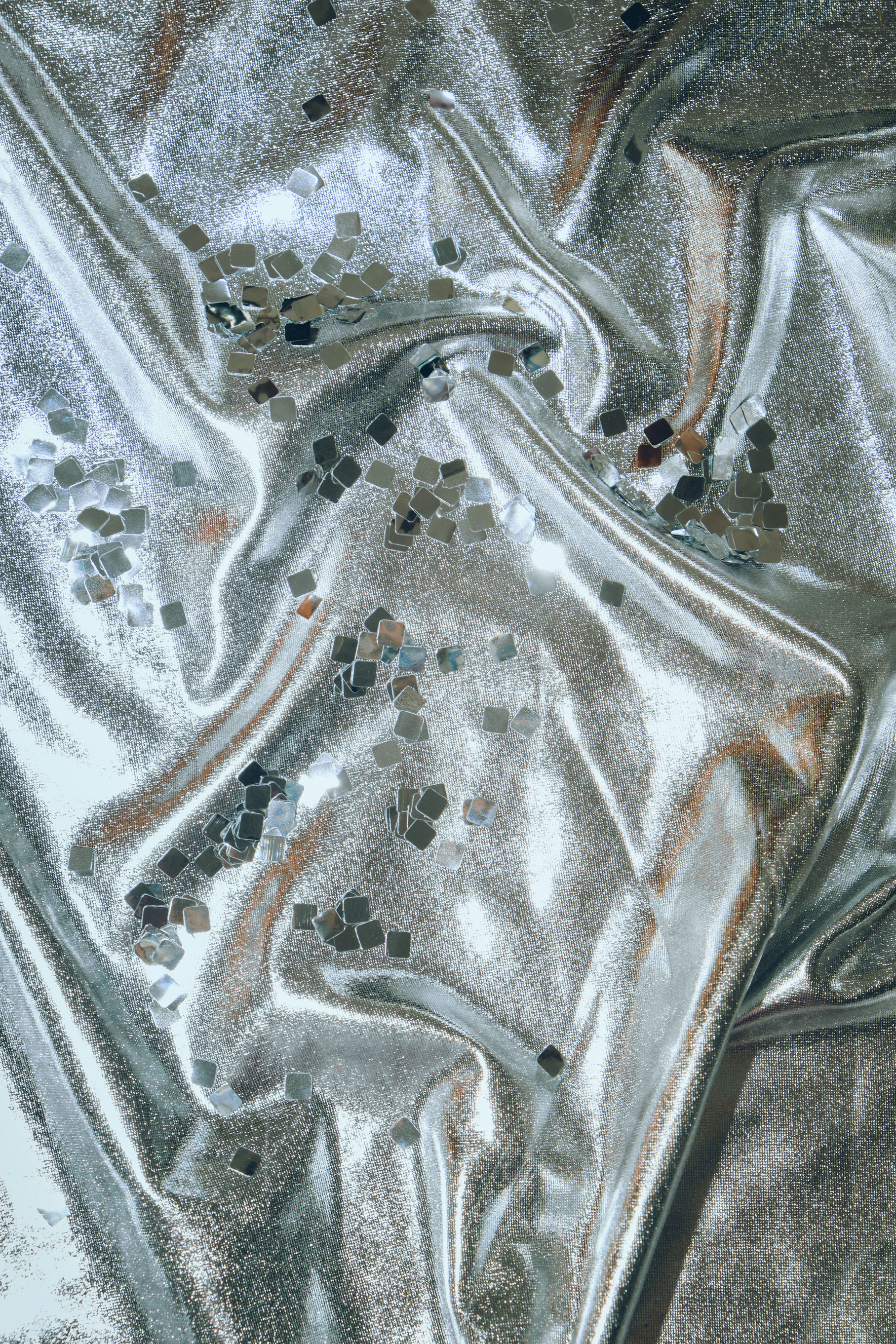 Sequins on Silver Fabric
